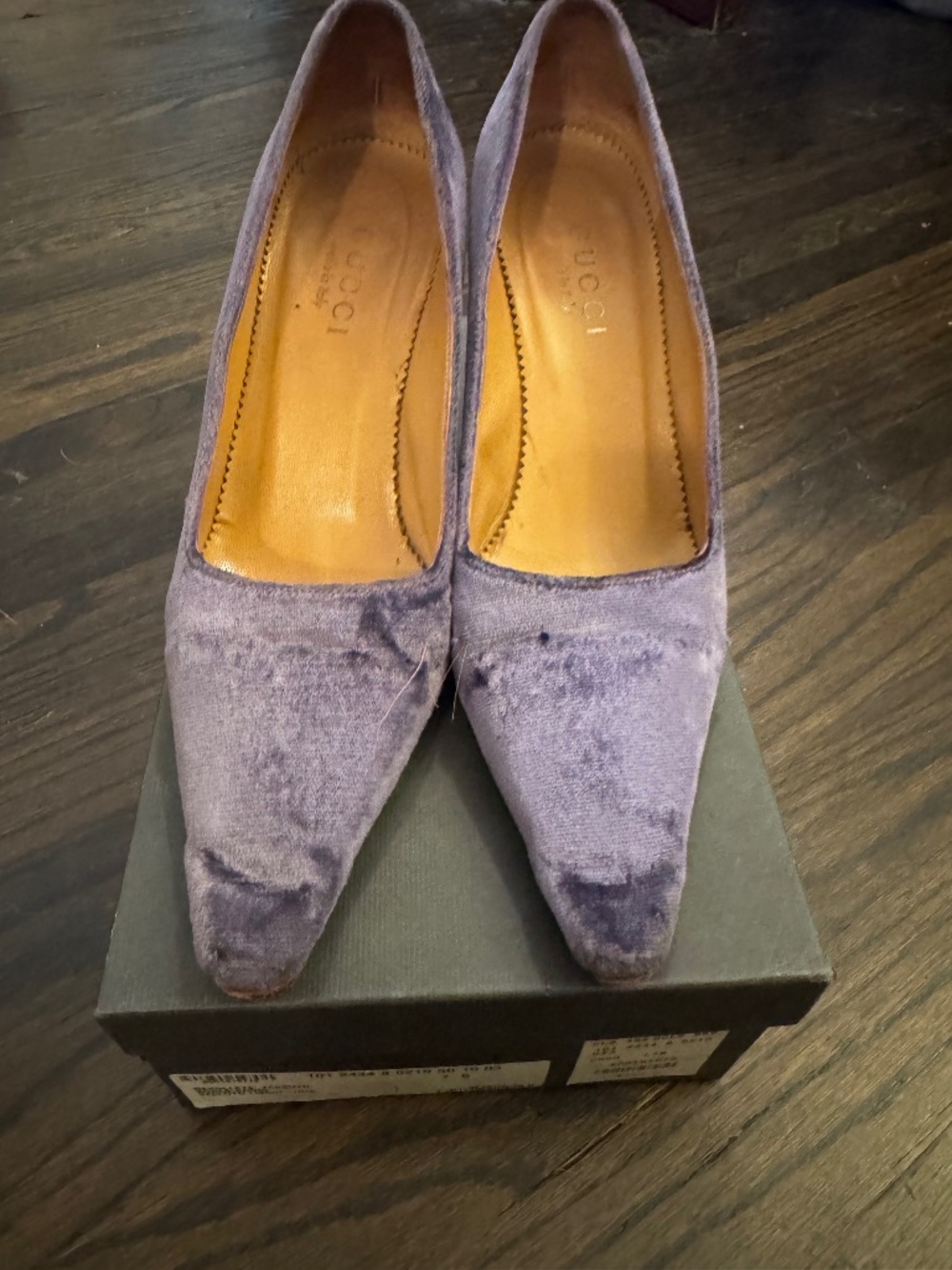 Purple Velvet Vintage Gucci Pumps